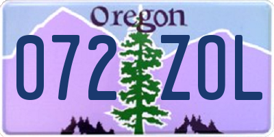 OR license plate 072ZOL