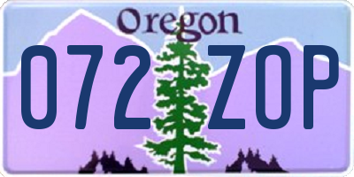 OR license plate 072ZOP