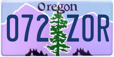 OR license plate 072ZOR