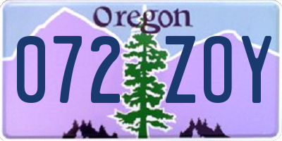 OR license plate 072ZOY