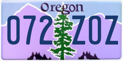 OR license plate 072ZOZ