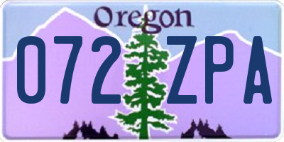 OR license plate 072ZPA