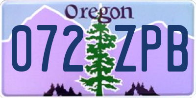 OR license plate 072ZPB