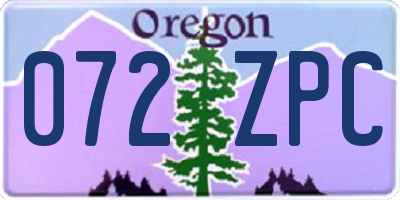 OR license plate 072ZPC