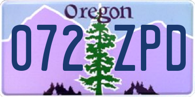 OR license plate 072ZPD
