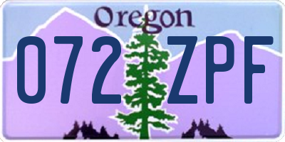 OR license plate 072ZPF