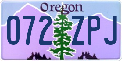 OR license plate 072ZPJ