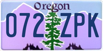 OR license plate 072ZPK