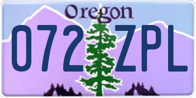 OR license plate 072ZPL