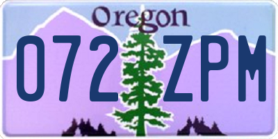 OR license plate 072ZPM