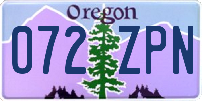 OR license plate 072ZPN
