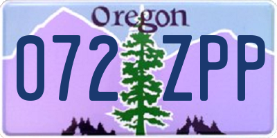 OR license plate 072ZPP