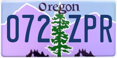 OR license plate 072ZPR