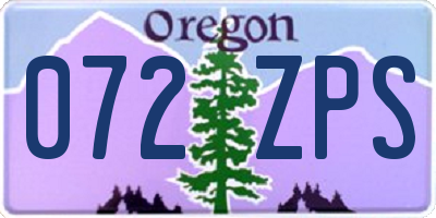OR license plate 072ZPS