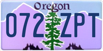 OR license plate 072ZPT