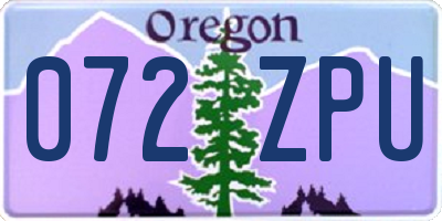OR license plate 072ZPU