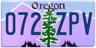 OR license plate 072ZPV