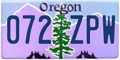 OR license plate 072ZPW
