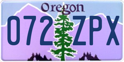 OR license plate 072ZPX