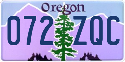 OR license plate 072ZQC