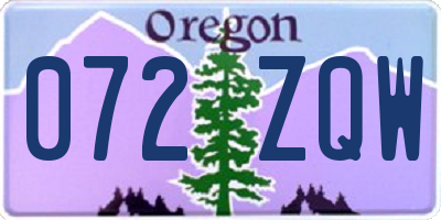 OR license plate 072ZQW