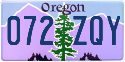 OR license plate 072ZQY