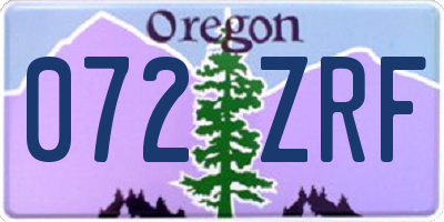 OR license plate 072ZRF