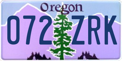 OR license plate 072ZRK
