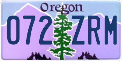 OR license plate 072ZRM