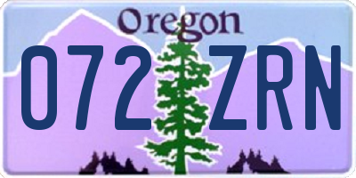 OR license plate 072ZRN