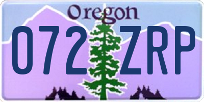 OR license plate 072ZRP