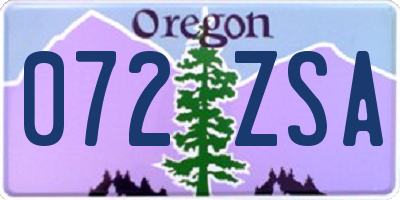 OR license plate 072ZSA