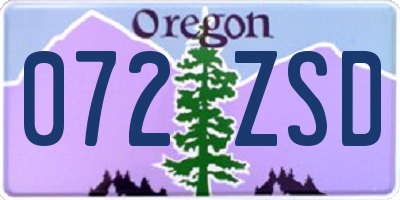 OR license plate 072ZSD