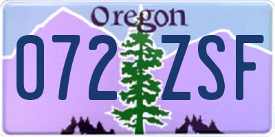 OR license plate 072ZSF