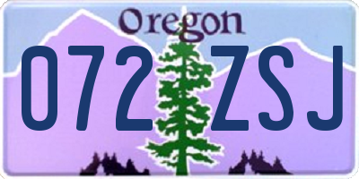 OR license plate 072ZSJ