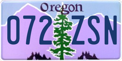 OR license plate 072ZSN