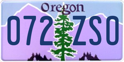 OR license plate 072ZSO
