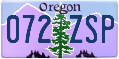 OR license plate 072ZSP