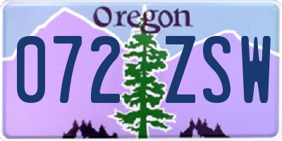 OR license plate 072ZSW