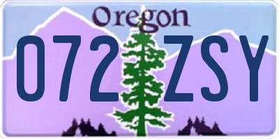 OR license plate 072ZSY