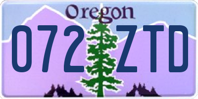 OR license plate 072ZTD