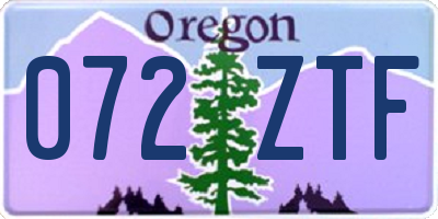 OR license plate 072ZTF