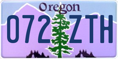 OR license plate 072ZTH