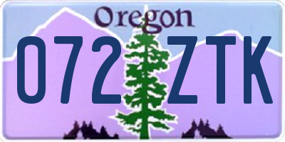 OR license plate 072ZTK