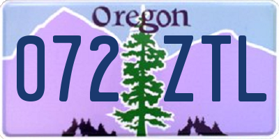 OR license plate 072ZTL