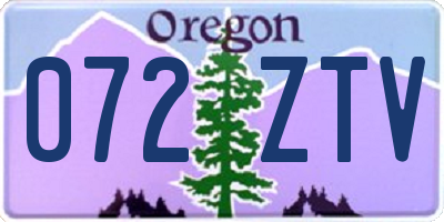 OR license plate 072ZTV