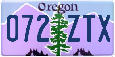 OR license plate 072ZTX