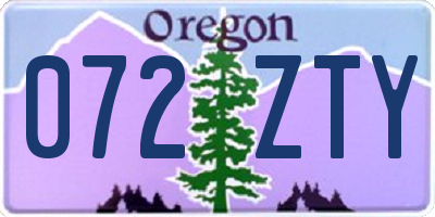 OR license plate 072ZTY