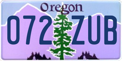 OR license plate 072ZUB