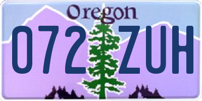 OR license plate 072ZUH